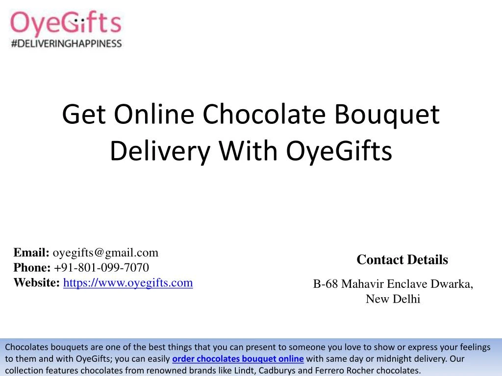 get online chocolate bouquet delivery with oyegifts