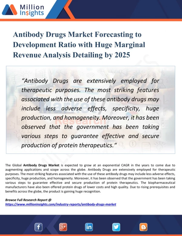 Antibody Drugs Market Outlook, Application Potential, Price Trend, Competitive Market Share & Forecast, 2025