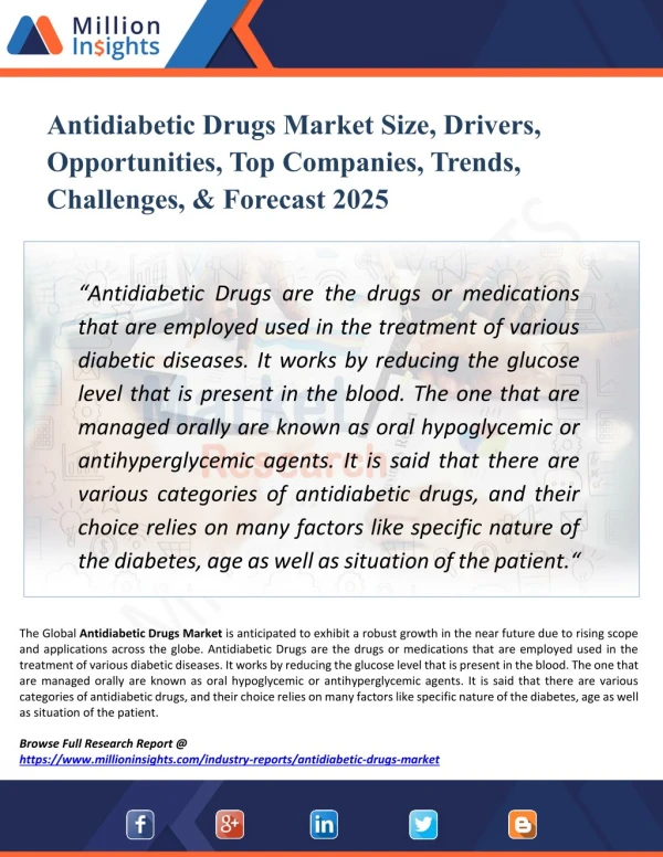 Antidiabetic Drugs Market Analysis, Market Dynamics, Regions, Consumption, Production, Suppliers and Forecast 2025