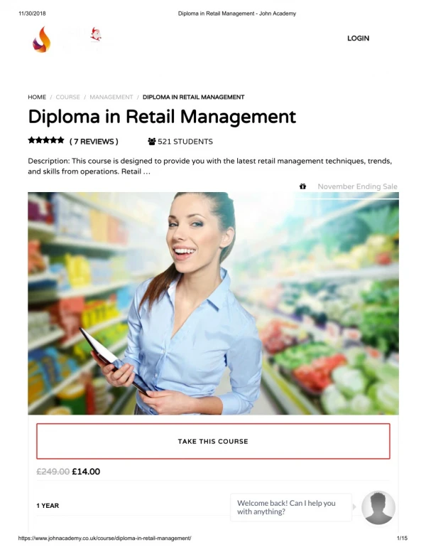 Diploma in Retail Management - John Academy