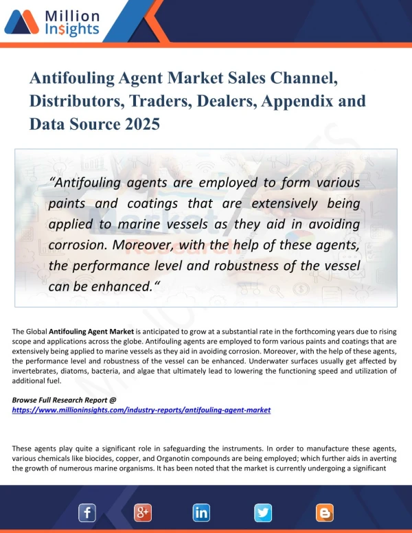 Antifouling Agent Market - Industry Insights, Trends, Outlook, And Opportunity Analysis, 2025