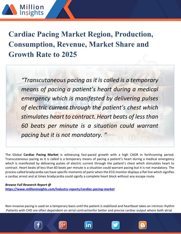 Cardiac Pacing Market 2025 - Global Market Share, Demand, Trends, Revenue Analysis and Strategies