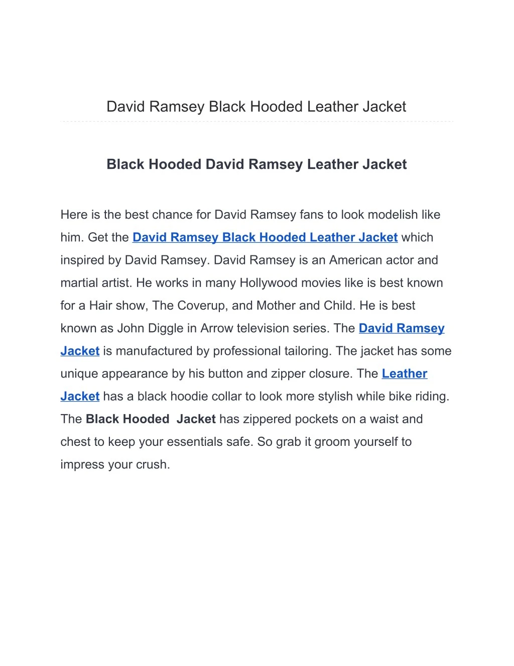 david ramsey black hooded leather jacket