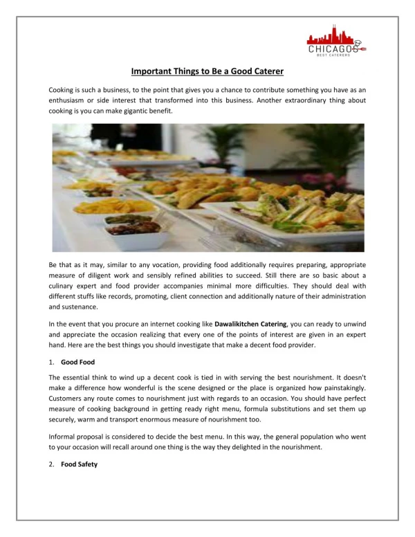 Important Things to Be a Good Caterer