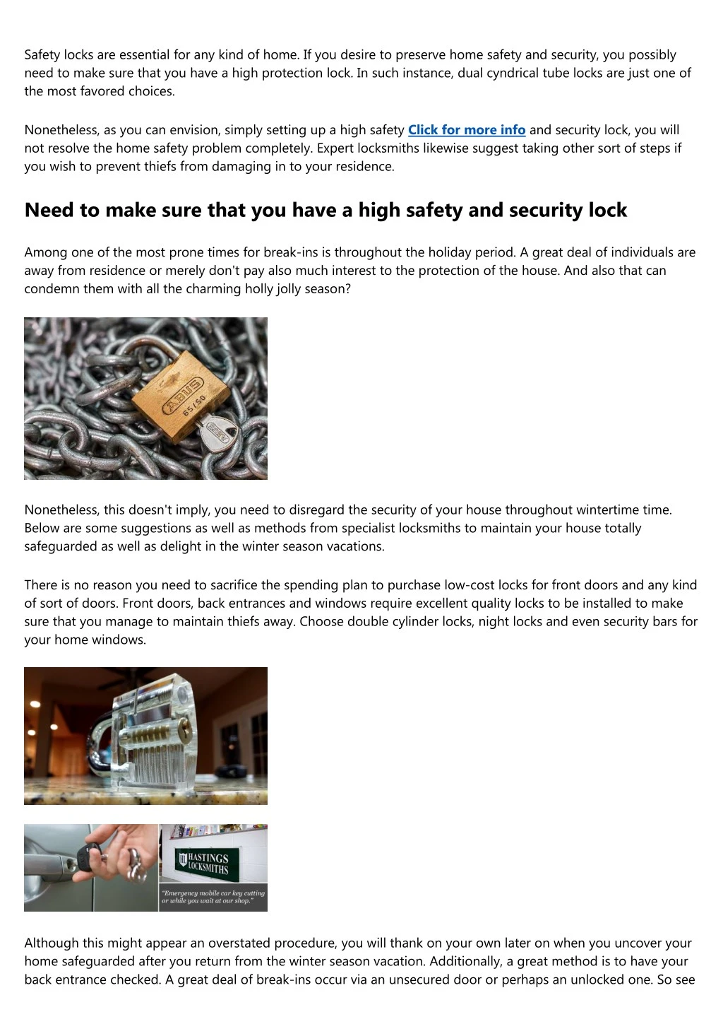 safety locks are essential for any kind of home