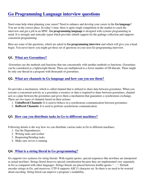 Go Programming Language interview questions-PDF