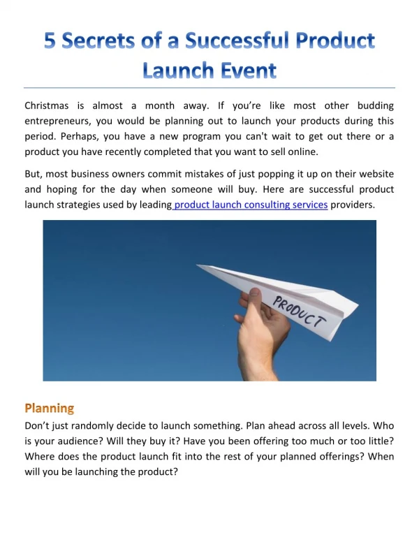 5 Secrets of a Successful Product Launch Event
