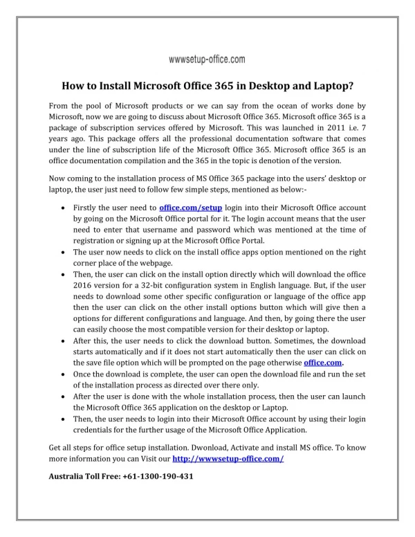 How to Install Microsoft Office 365 in Desktop and Laptop?