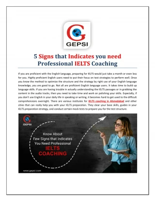 Join IELTS Coaching in Ahmedabad to Avoid Trouble in IELTS Preparation - slide 1
