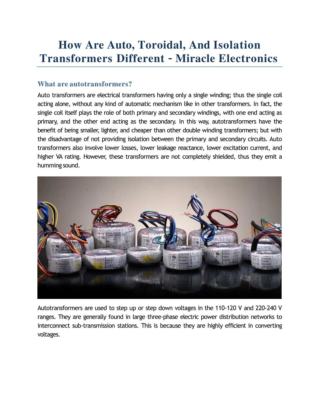 how are auto toroidal and isolation transformers different miracle electronics