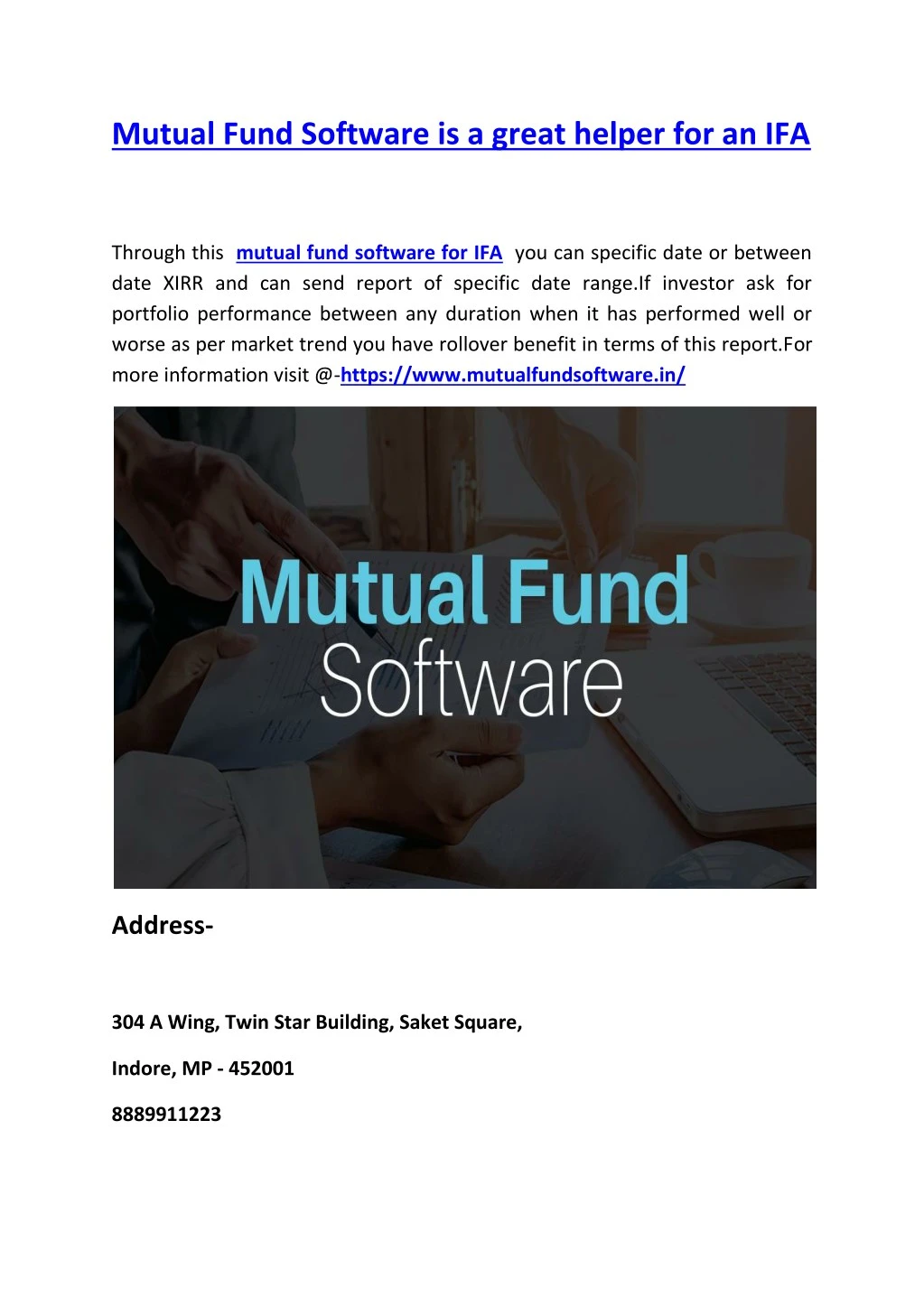 mutual fund software is a great helper for an ifa