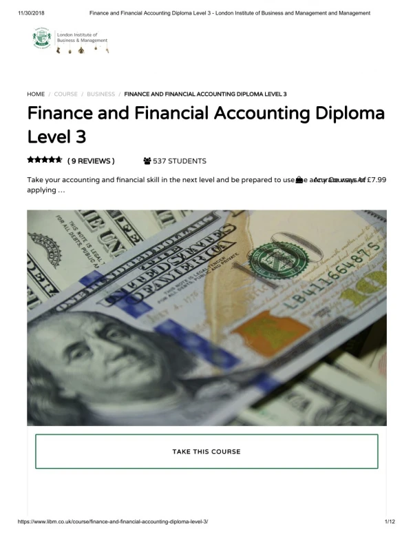 Finance and Financial Accounting Diploma Level 3 - LIBM