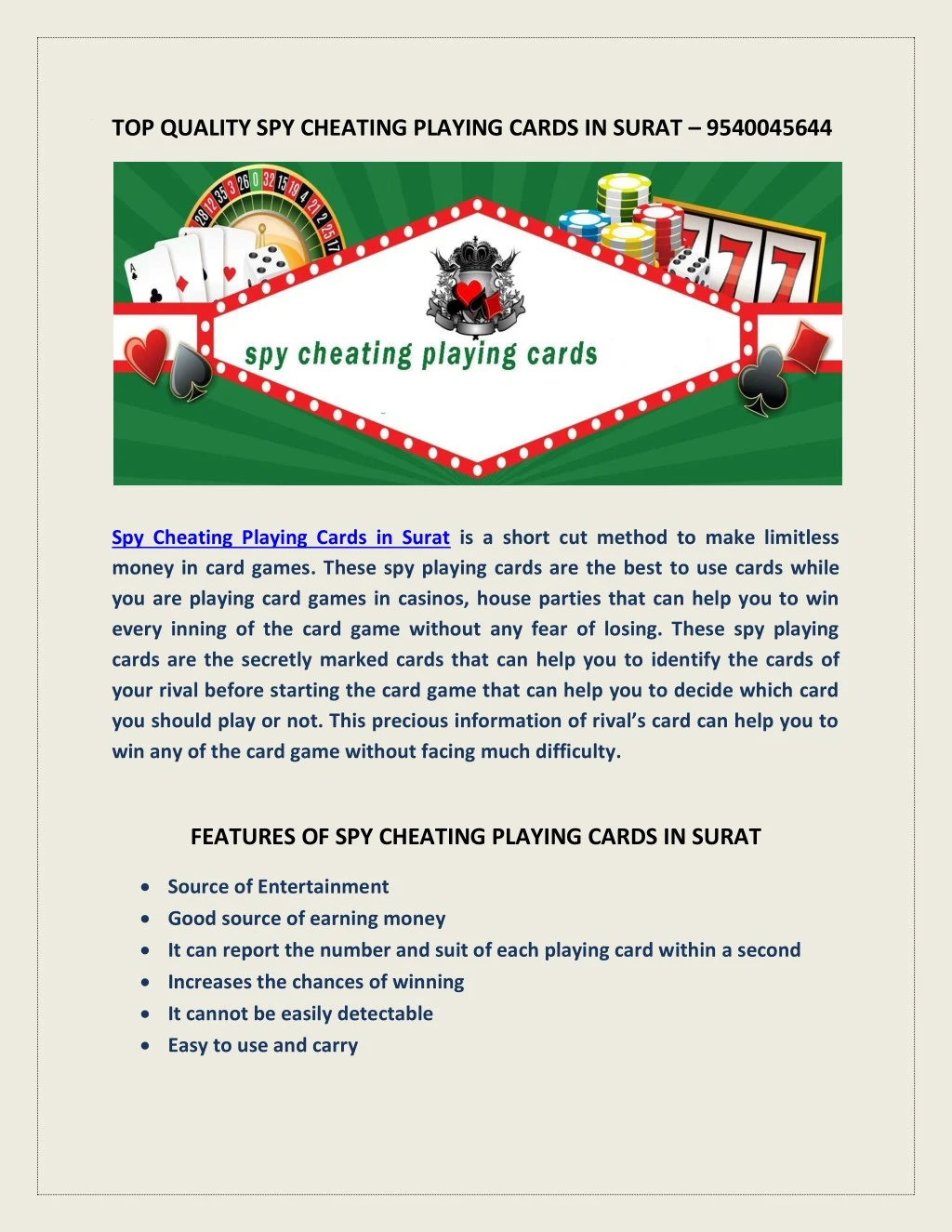 top quality spy cheating playing cards in surat