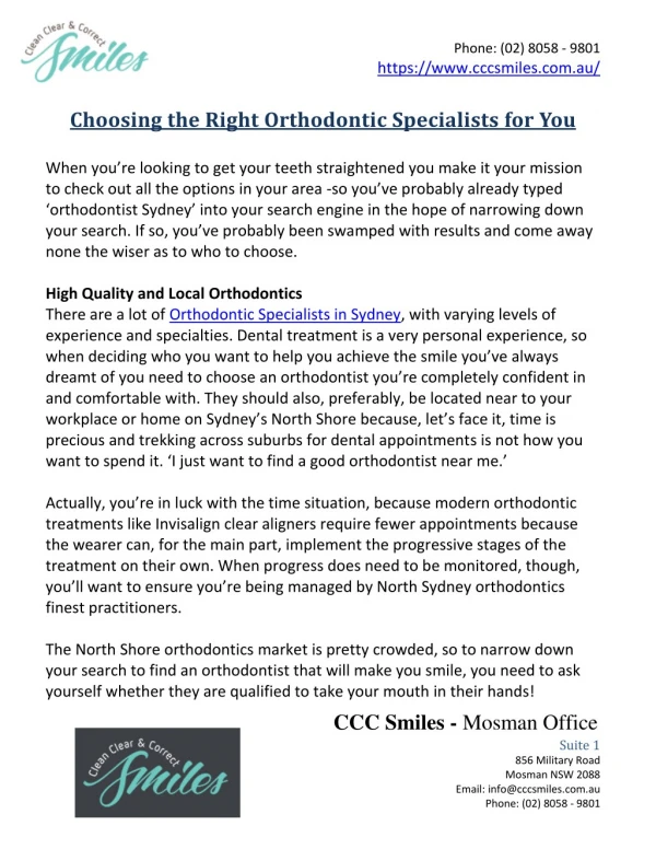 Choosing the Right Orthodontic Specialists for You