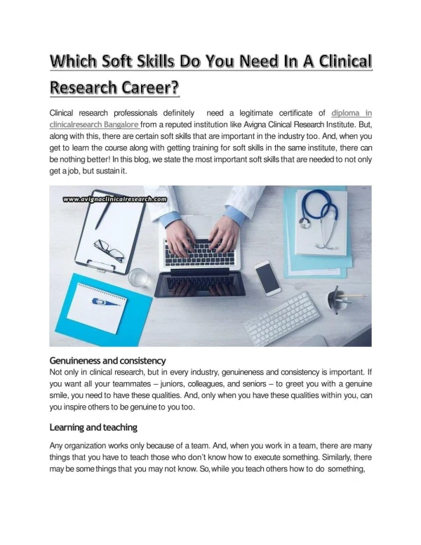 Which Soft Skills Do You Need In A Clinical Research Career? -ACRI