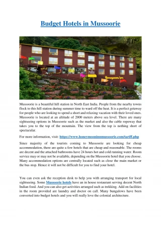 Budget Hotels In Mussoorie - slide 1