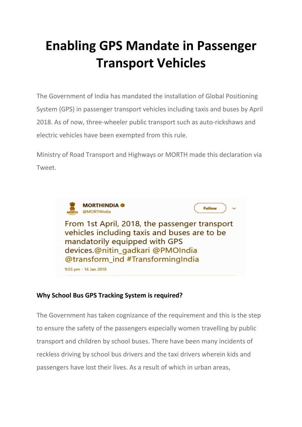 enabling gps mandate in passenger transport