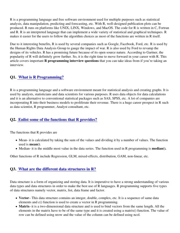 R Programming Interview Questions-PDF