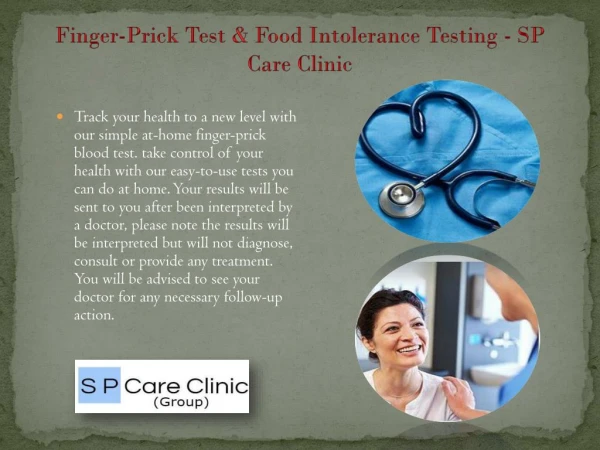 Finger-Prick Test & Food Intolerance Testing - SP Care Clinic