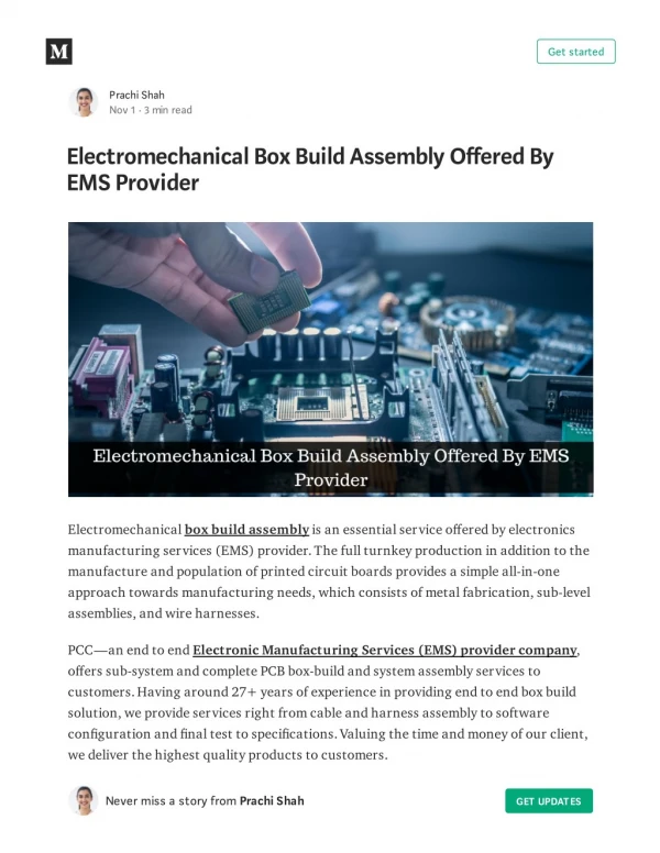 Electromechanical Box Build Assembly Offered By EMS Provider