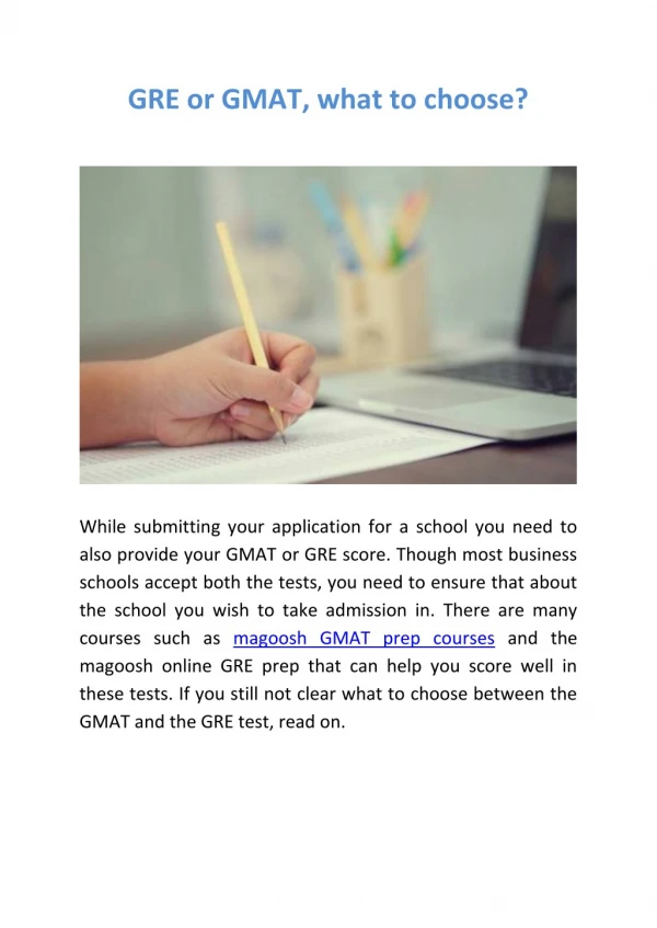 GRE or GMAT- what to choose?
