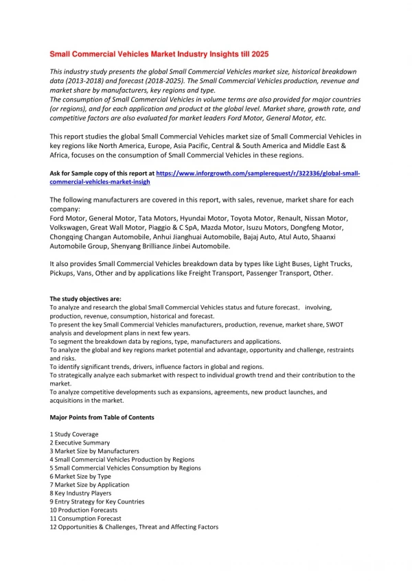 small commercial vehicles market industry