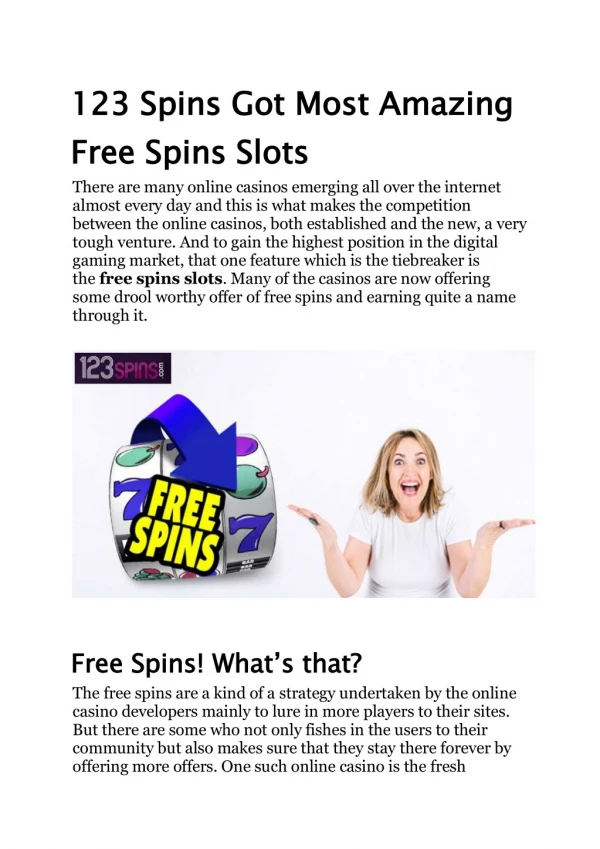 123 Spins Got Most Amazing Free Spins Slots
