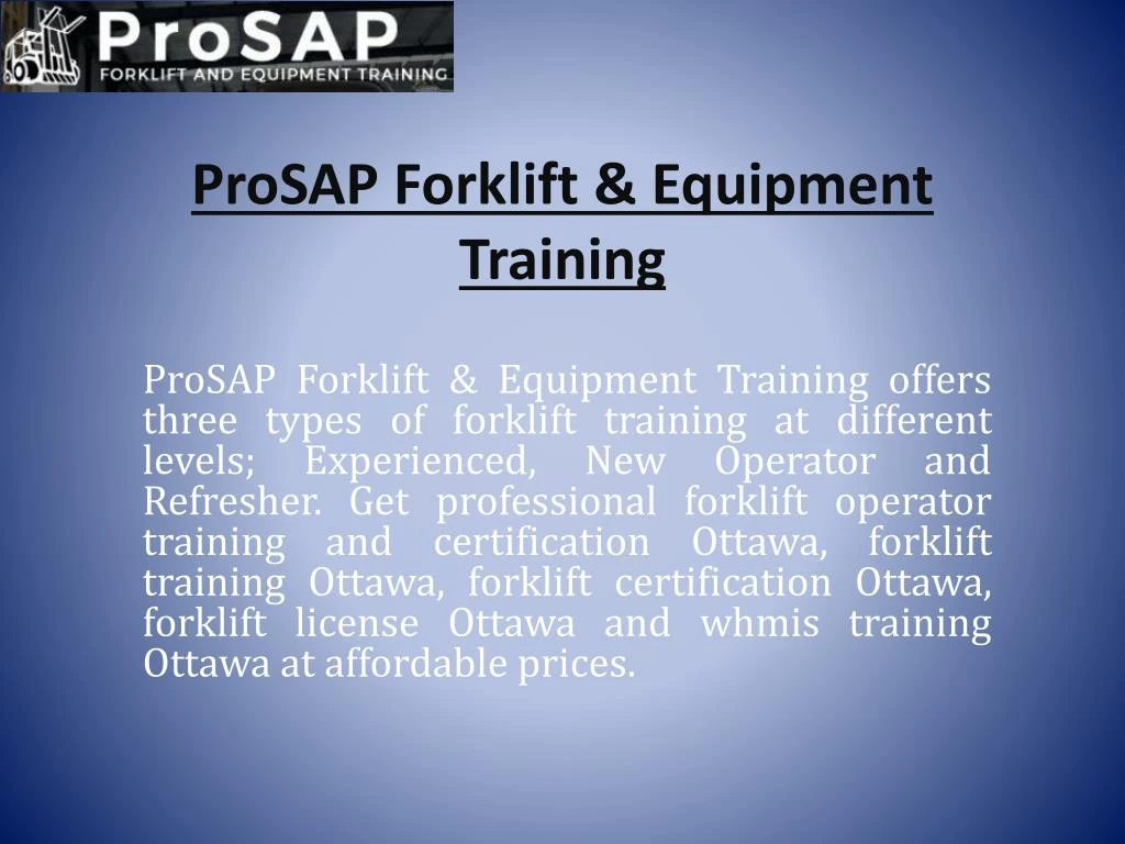 prosap forklift equipment training