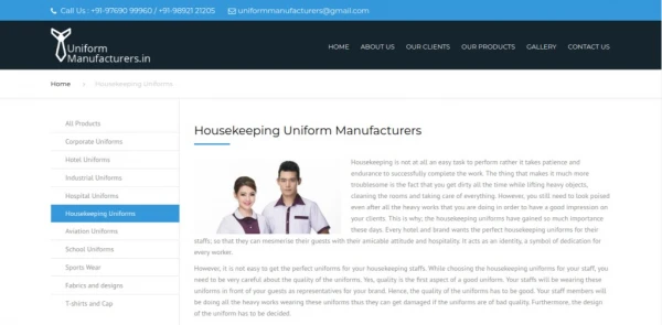 Housekeeping Uniform Manufacturers