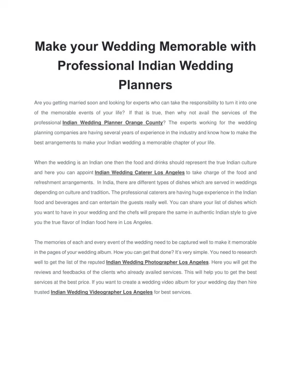 Make your Wedding Memorable with Professional Indian Wedding Planners