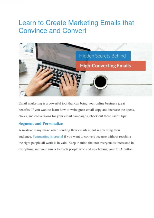 Learn to Create Marketing Emails that Convince and Convert