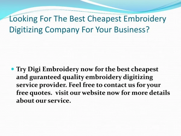 Cheapest Embroidery Digitizing Service