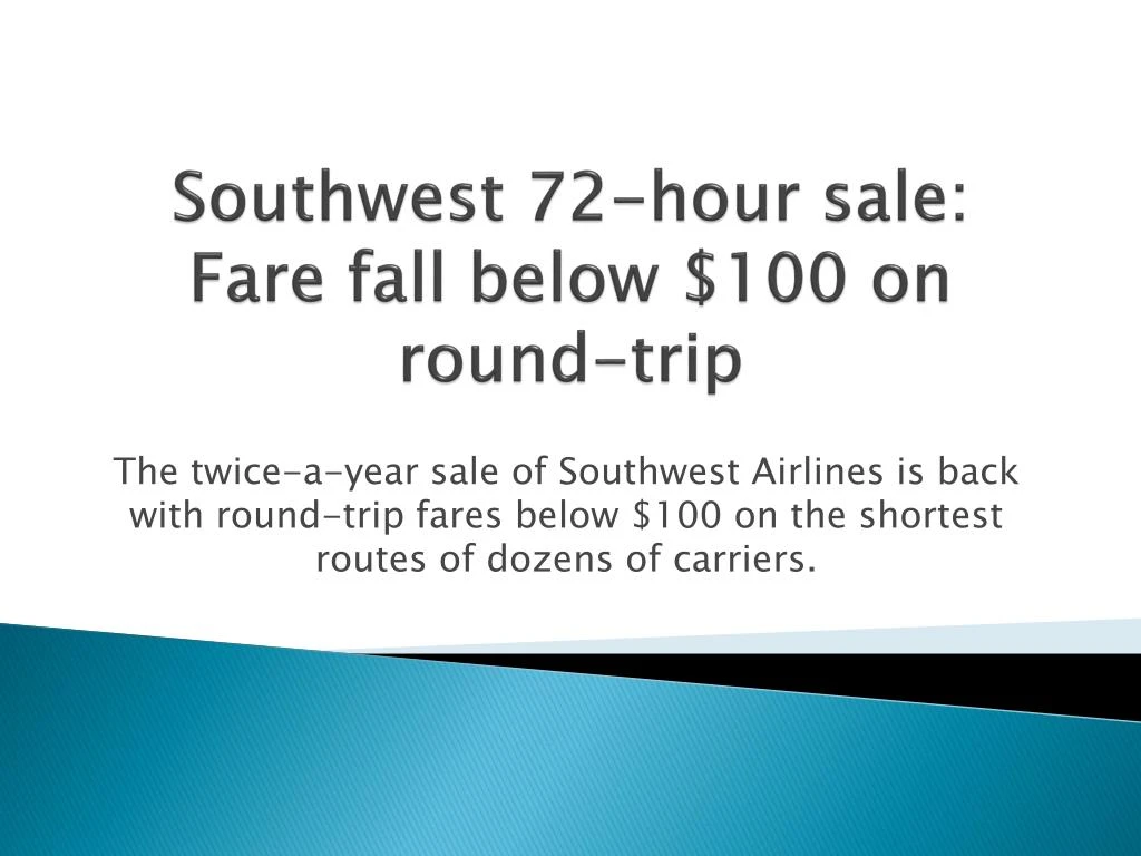 southwest 72 hour sale fare fall below 100 on round trip