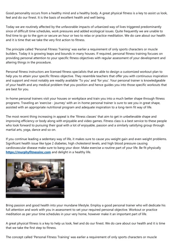 Personal Fitness Training - A Program Created to Suit Your Fitness Requirements