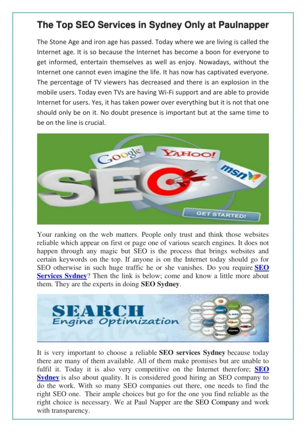 The Top SEO Services in Sydney Only at Paulnapper