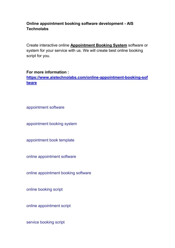 Online Appointment Booking System software development - AIS Technolabs