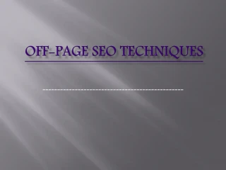 Off page seo techniques