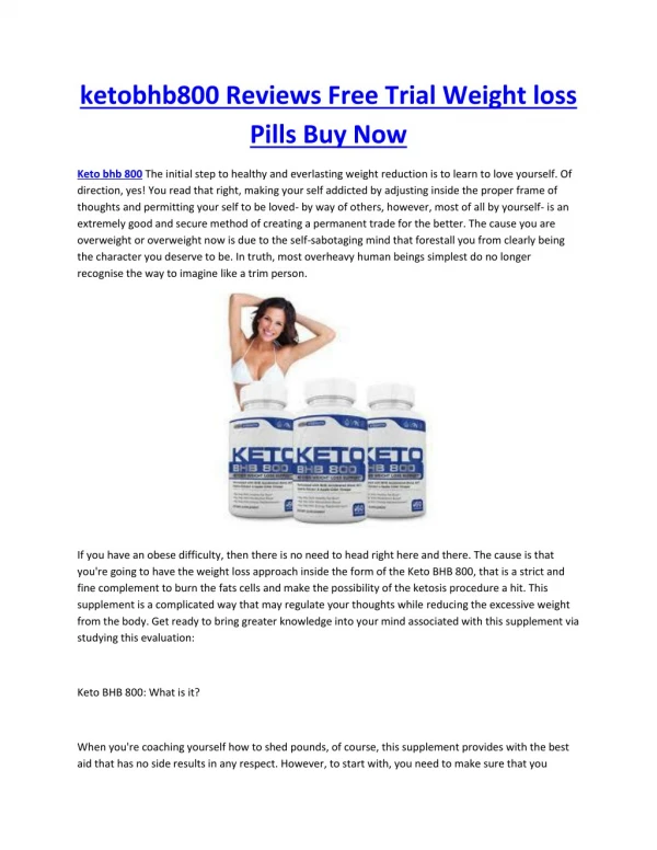 ketobhb800 Reviews Free Trial Weight loss Pills Buy Now