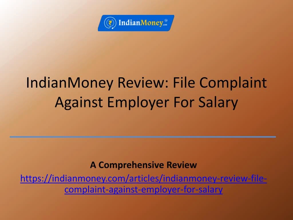 indianmoney review file complaint against employer for salary