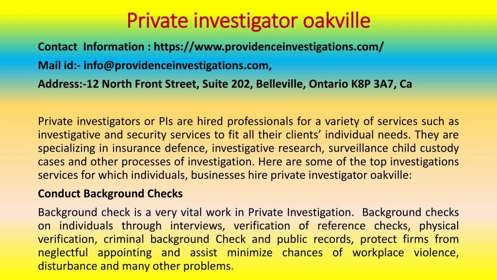 private investigator oakville