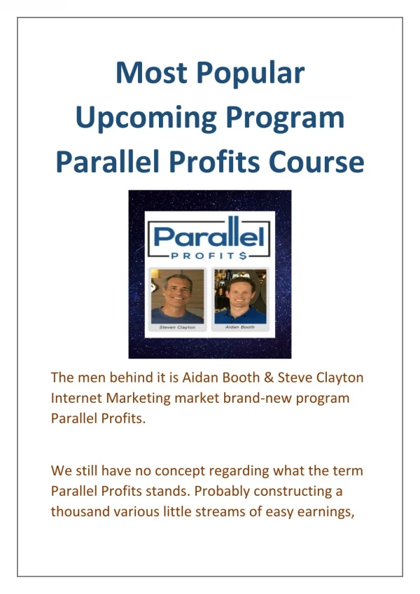 How To Market Your Home Parallel Profits Based Business
