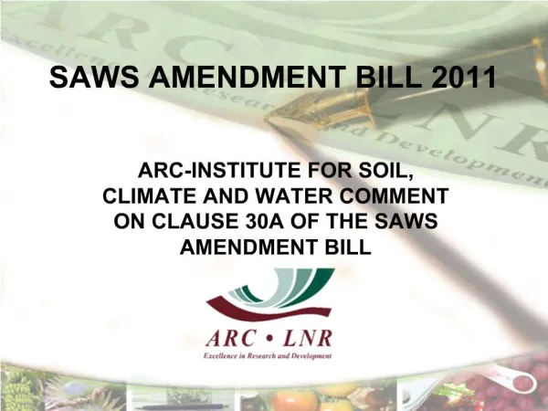 SAWS AMENDMENT BILL 2011