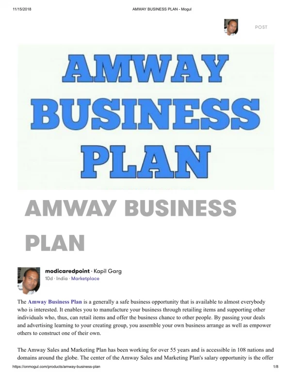 The Amway Business Plan 2019