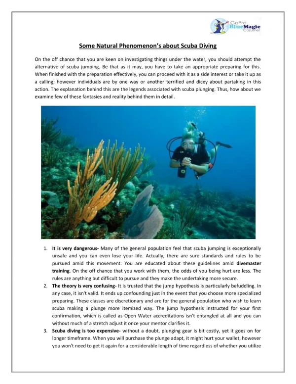 Some Natural Phenomenons about Scuba Diving