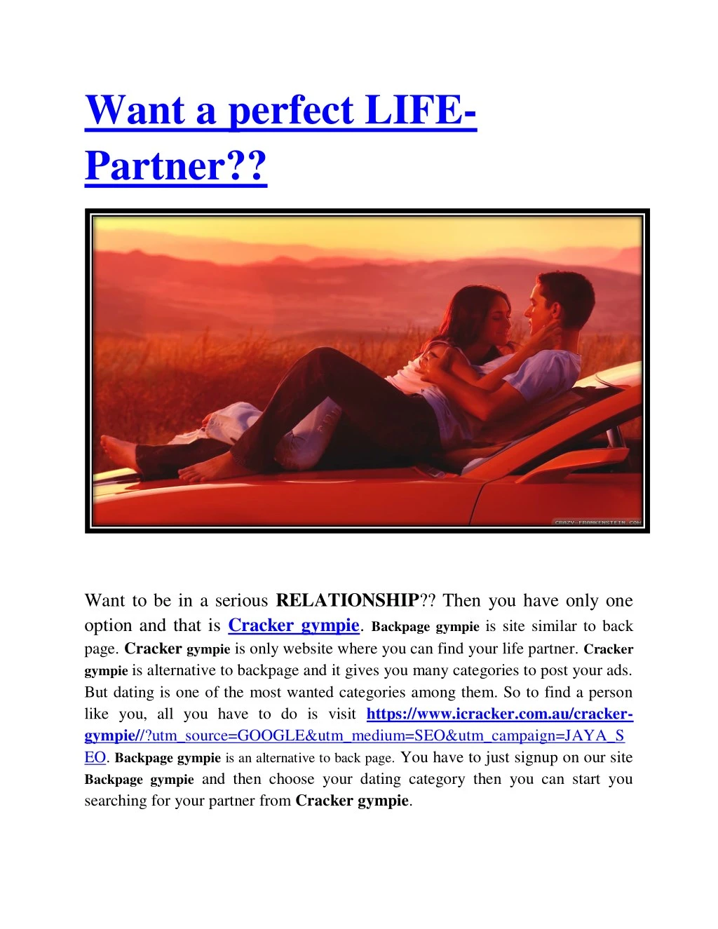 want a perfect life partner