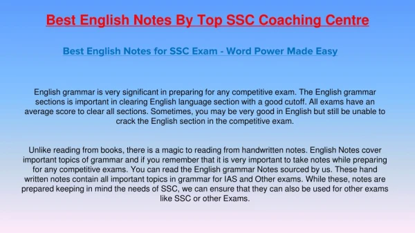 Best English Notes by Oureducation - Word Power Made Easy