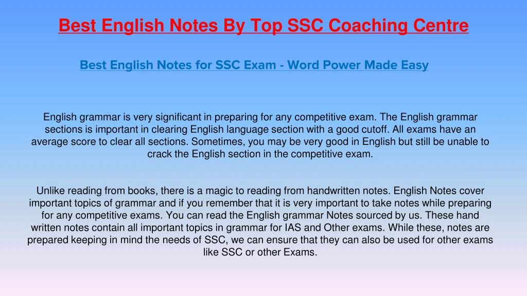 best english notes by top ssc coaching centre