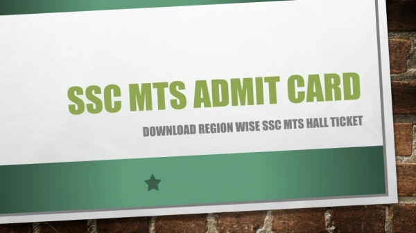 SSC MTS Admit Card 2018 - Download Region wise SSC MTS Hall Ticket