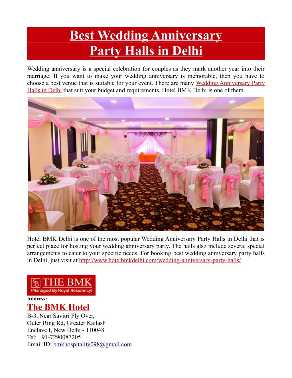 best wedding anniversary party halls in delhi
