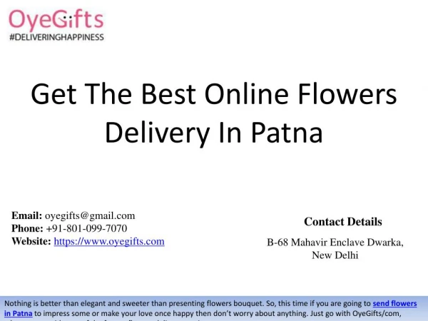 Get The Best Online Flowers Delivery In Patna